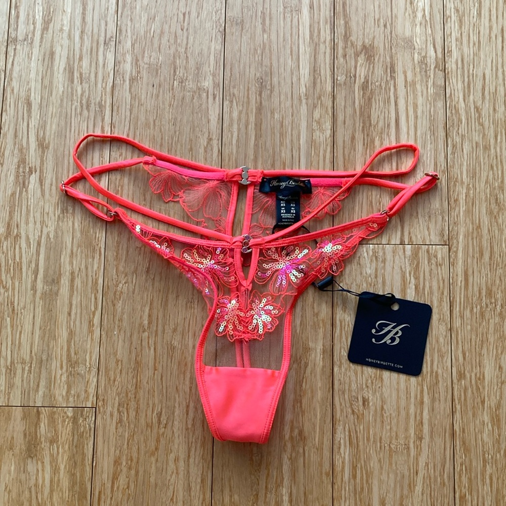 Honey Birdette Lola Neon Pink Thong